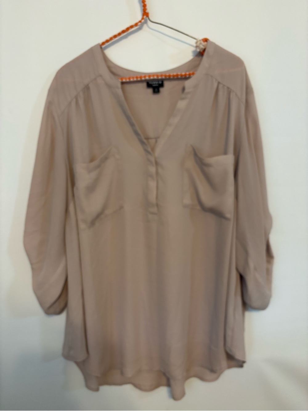 torrid Taupe V-Neck Pocket Blouse